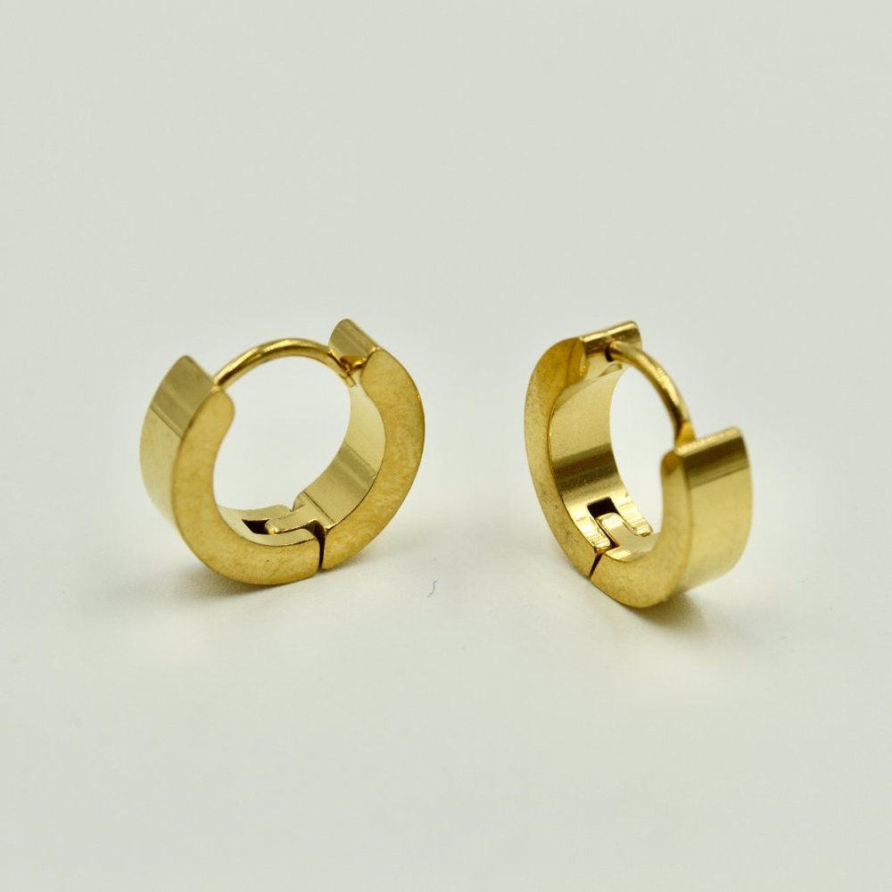 Unisex Stainless Steel Huggie Earrings - Picture 1 of 5